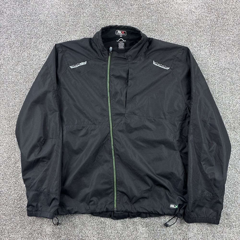 Vintage RLX Ralph Lauren Jacket Mens 2XL Black Lightweight Full Zip Windbreaker